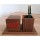 WOODEN CLOCK WITH PEN HOLDER - BROWN