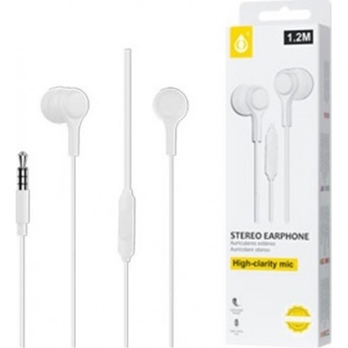 MTK HEADPHONES WITH MICROPHONE 1.2m STEREO C5146 WHITE