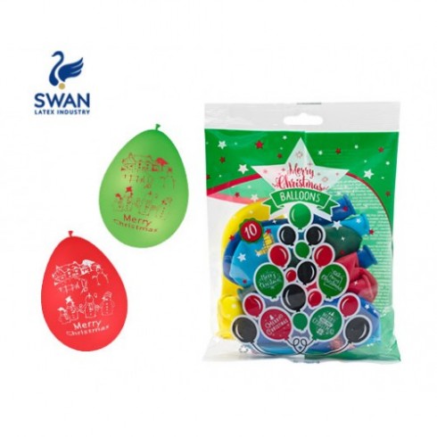 SWAN ΜΠΑΛΟΝΙΑ MERRY CHRISTMAS 30cm 10 ΤEMAXIA