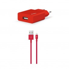 SmartCharger™ Travel Fast Charger with Lightning Cable 1.2m - Red