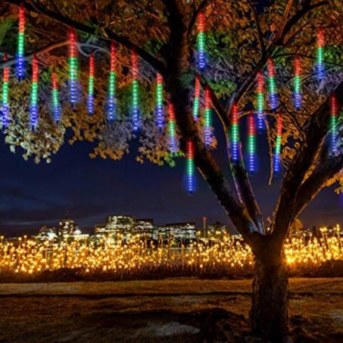 Χριστουγεννιάτικη επεκτεινόμενη LED βροχή μετεωριτών spiral 8 x 47cm πολύχρωμο